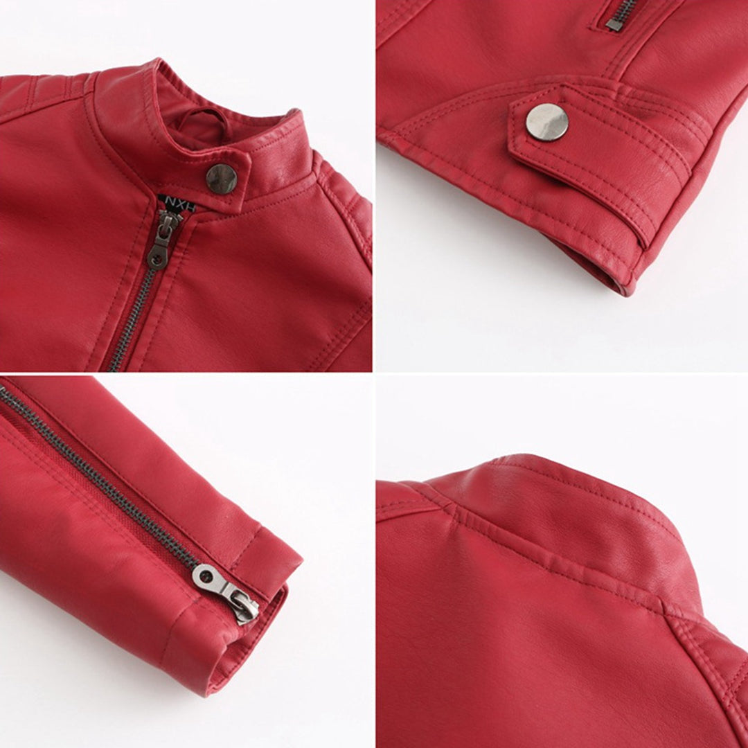 Eva™ | Chaqueta motera de polipiel con cuello mao y cremallera
