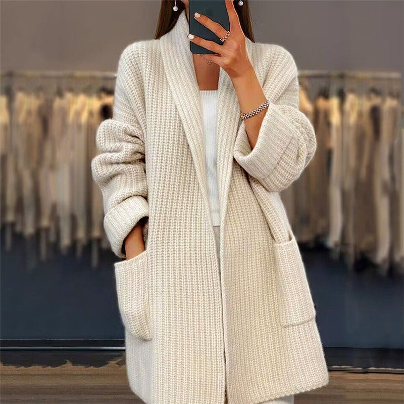 Andrea™ | Chaqueta de punto de lana oversize con bolsillos
