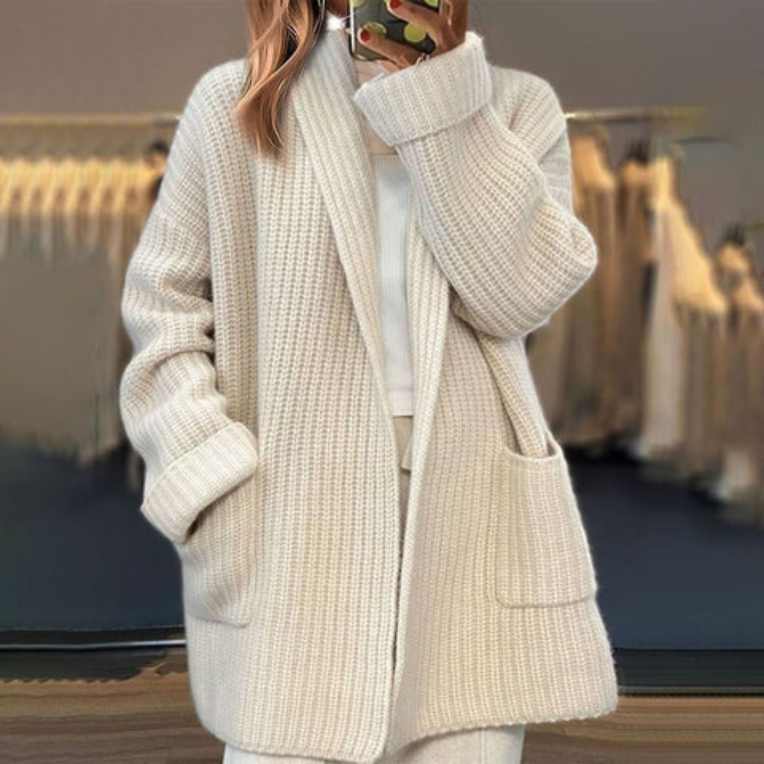 Andrea™ | Chaqueta de punto de lana oversize con bolsillos
