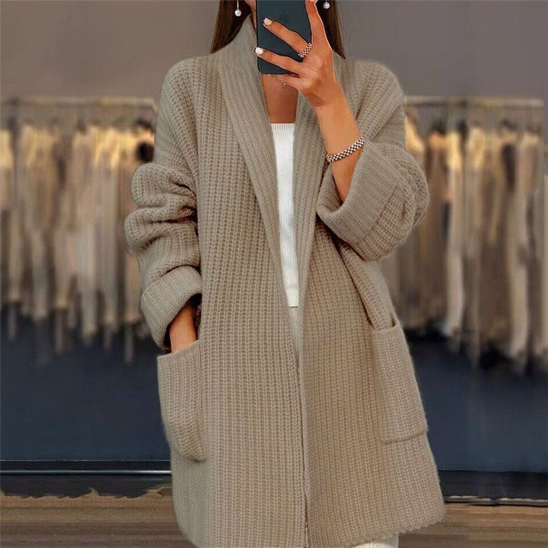 Andrea™ | Chaqueta de punto de lana oversize con bolsillos