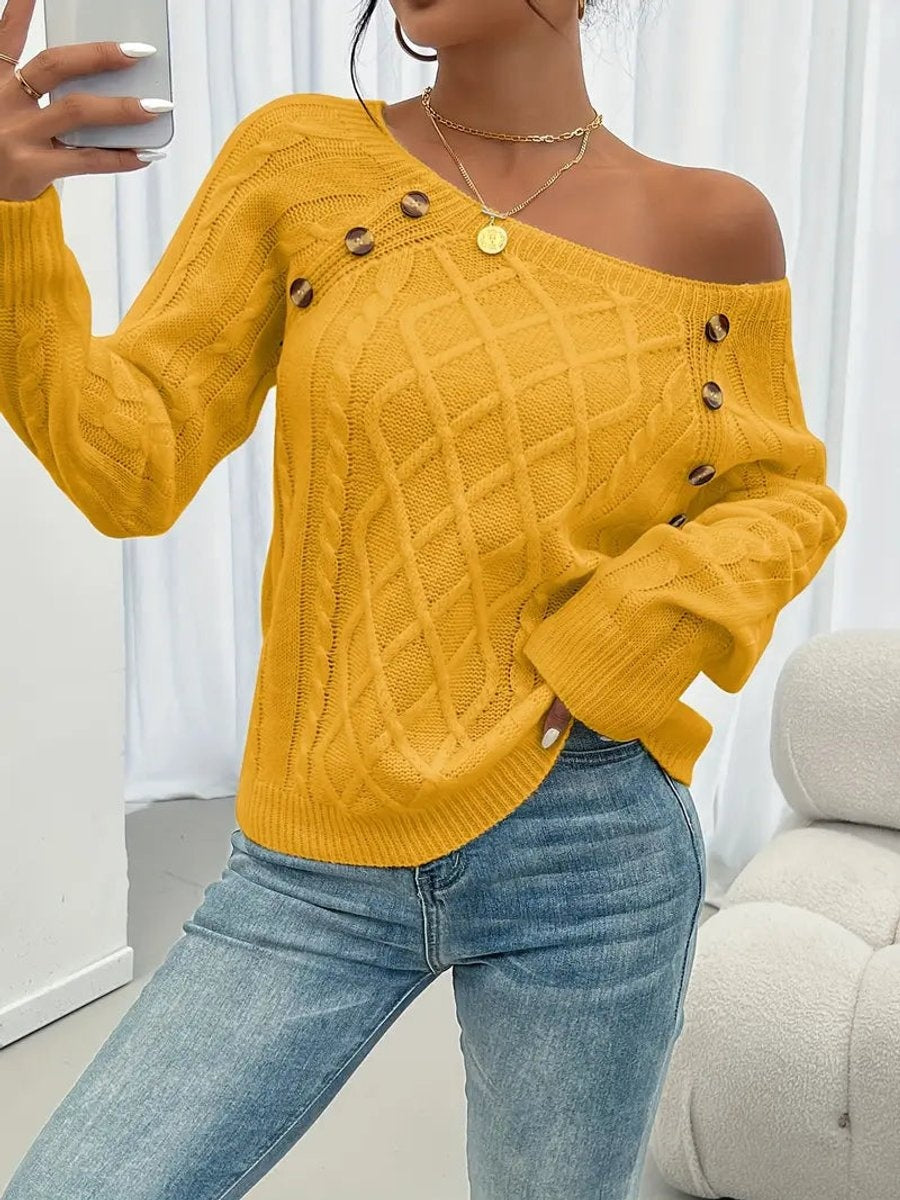 Isabella™ | Jersey fino de punto con botones en el hombro