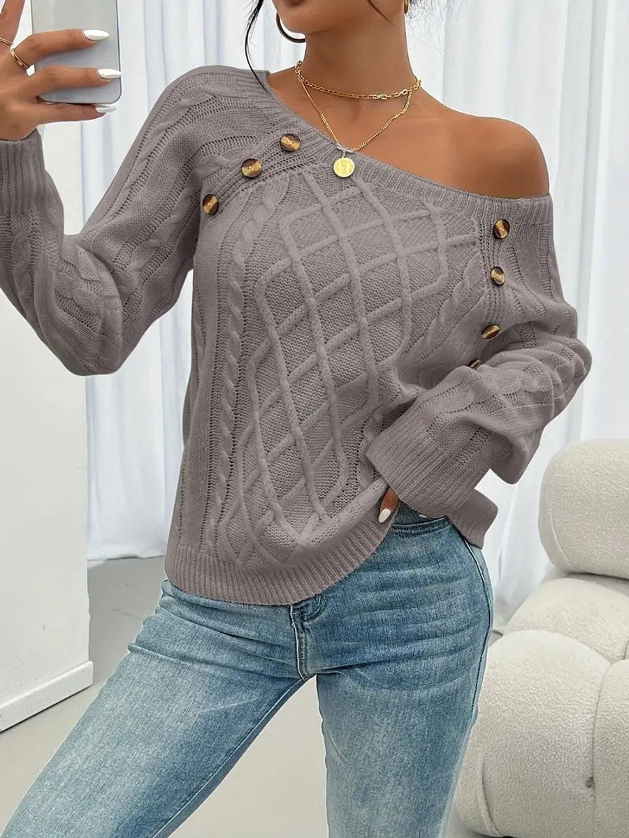 Isabella™ | Jersey fino de punto con botones en el hombro