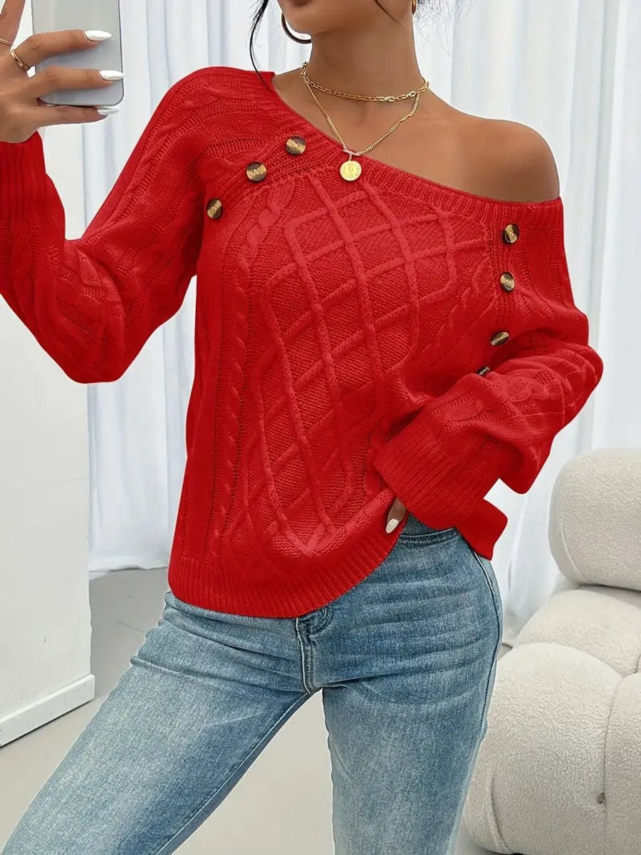 Isabella™ | Jersey fino de punto con botones en el hombro