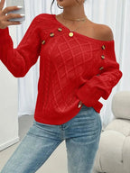 Isabella™ | Jersey fino de punto con botones en el hombro