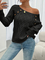 Isabella™ | Jersey fino de punto con botones en el hombro