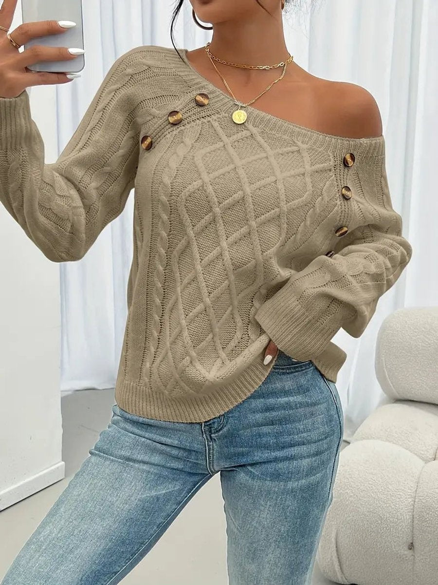 Isabella™ | Jersey fino de punto con botones en el hombro