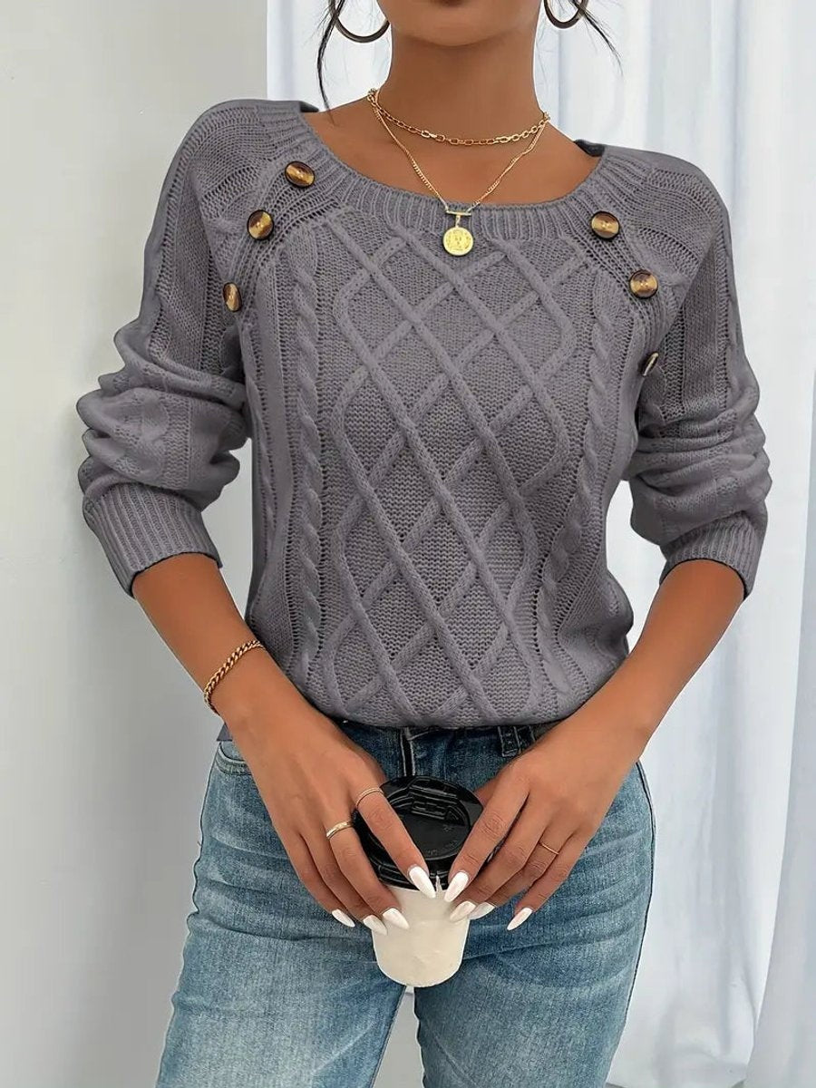Isabella™ | Jersey fino de punto con botones en el hombro