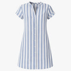 Mackenzie™ | Vestido camisero corto de rayas con manga corta