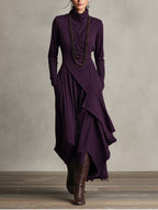 Aurora™ | Vestido largo de invitada de invierno con cuello alto drapeado