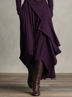 Aurora™ | Vestido largo de invitada de invierno con cuello alto drapeado