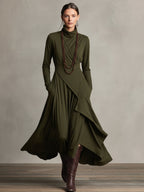 Aurora™ | Vestido largo de invitada de invierno con cuello alto drapeado