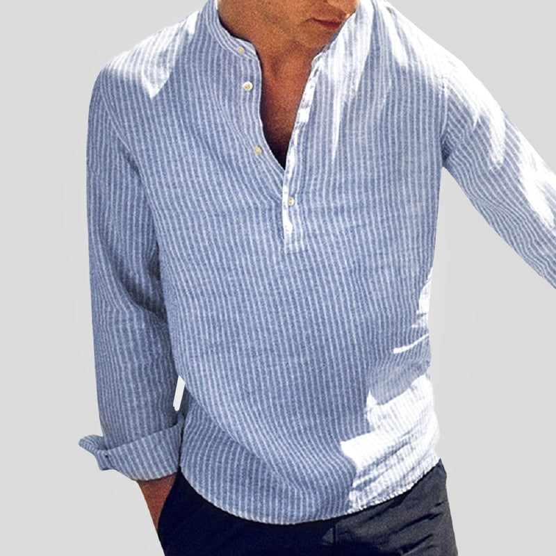 Alexander™ | Camisa de lino de manga larga con cuello henley