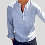 Alexander™ | Camisa de lino de manga larga con cuello henley