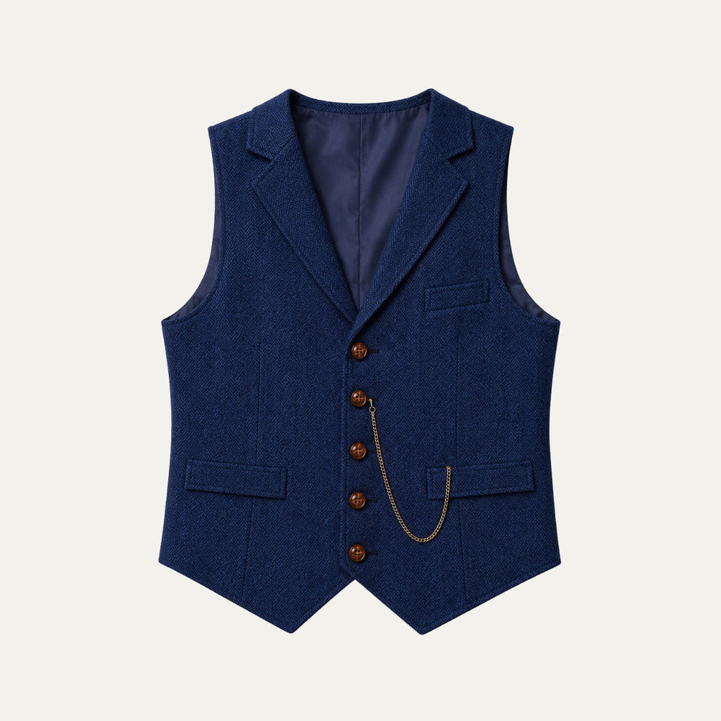 Ezra™ | Chaleco de traje de tweed de espiga entallado con solapa
