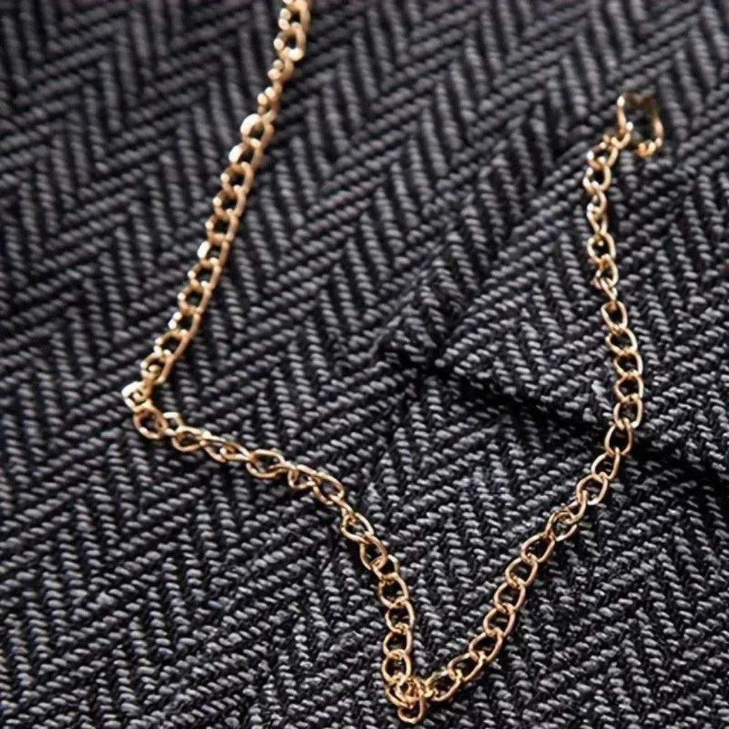 Ezra™ | Chaleco de traje de tweed de espiga entallado con solapa