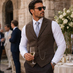 Ezra™ | Chaleco de traje de tweed de espiga entallado con solapa