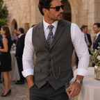 Ezra™ | Chaleco de traje de tweed de espiga entallado con solapa