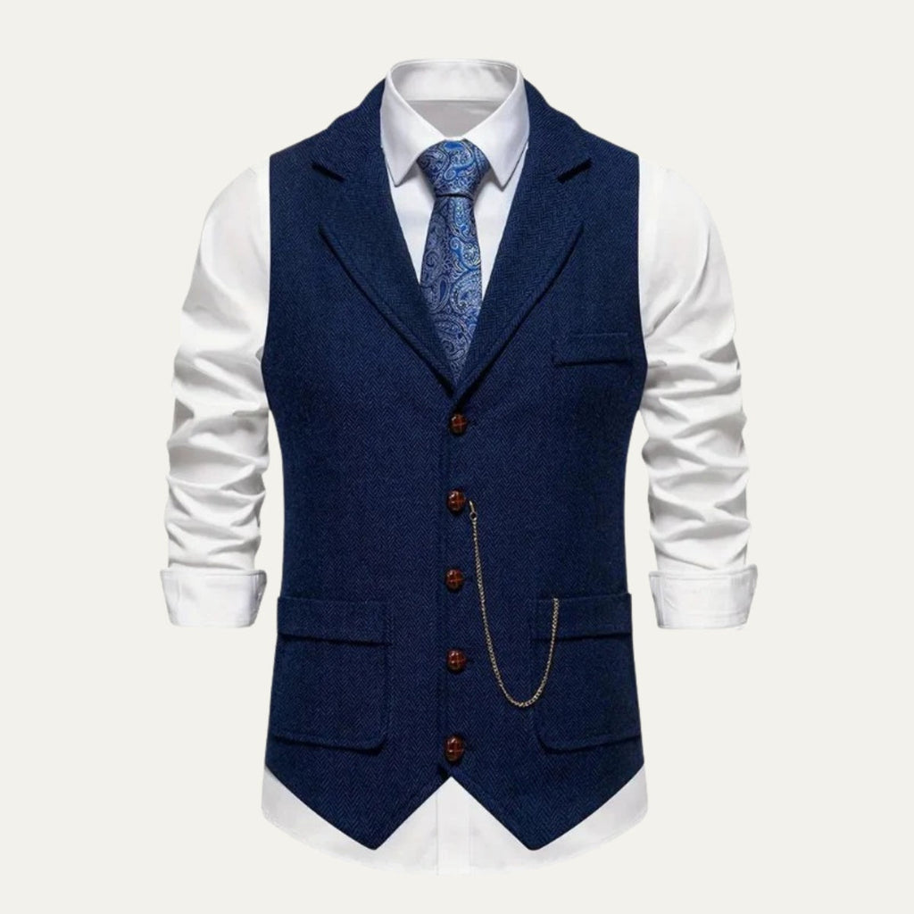 Ezra™ | Chaleco de traje de tweed de espiga entallado con solapa