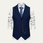 Ezra™ | Chaleco de traje de tweed de espiga entallado con solapa