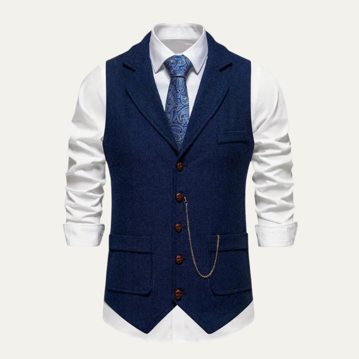 Ezra™ | Chaleco de traje de tweed de espiga entallado con solapa
