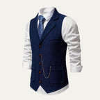 Ezra™ | Chaleco de traje de tweed de espiga entallado con solapa