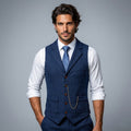 Ezra™ | Chaleco de traje de tweed de espiga entallado con solapa