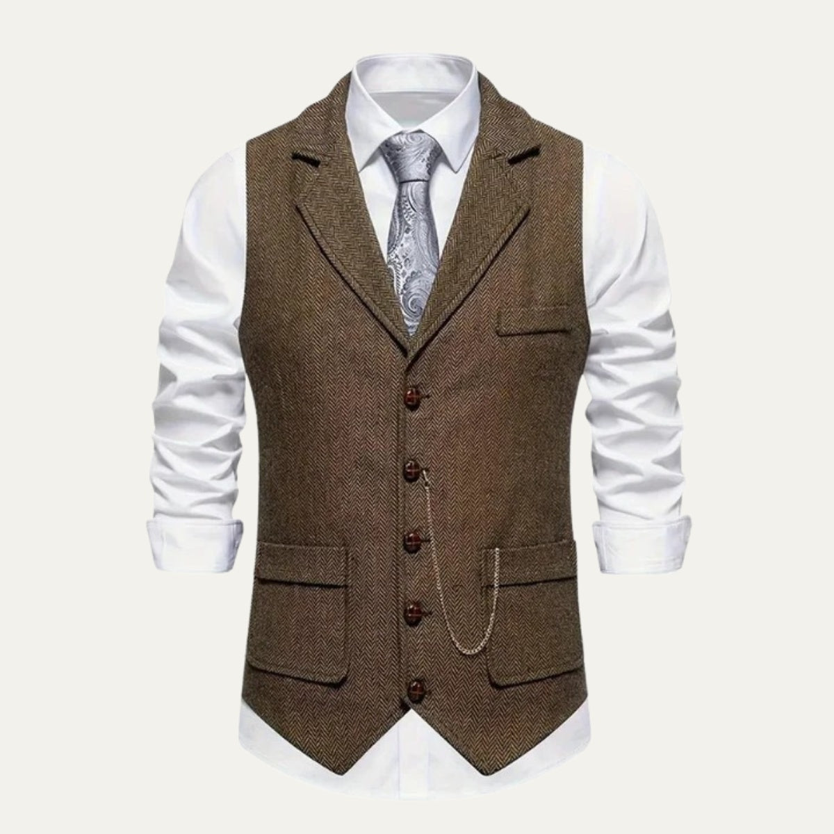 Ezra™ | Chaleco de traje de tweed de espiga entallado con solapa