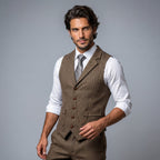 Ezra™ | Chaleco de traje de tweed de espiga entallado con solapa