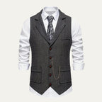 Ezra™ | Chaleco de traje de tweed de espiga entallado con solapa