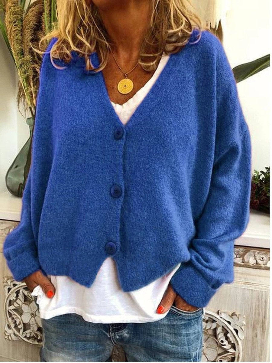 Ella™ | Cárdigan de punto oversize con escote en V y botones