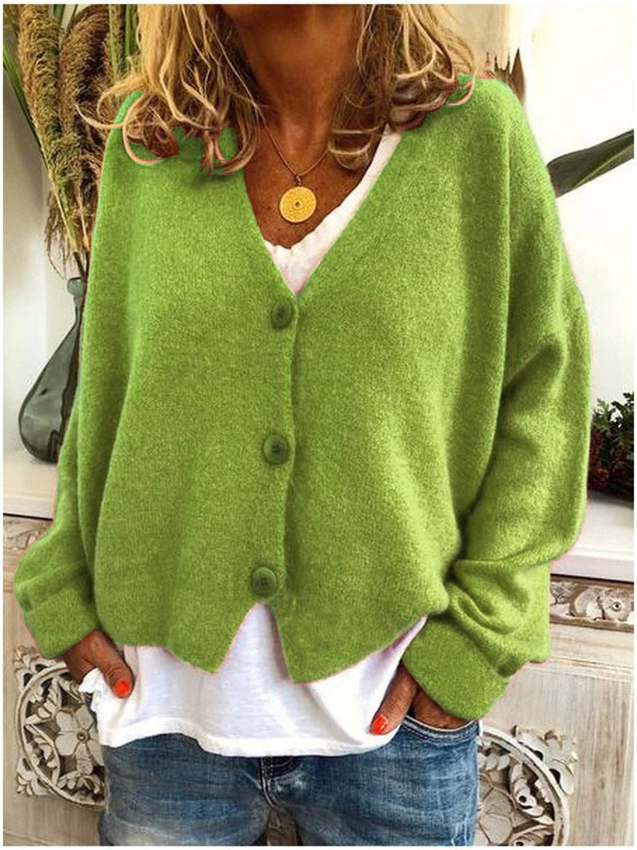Ella™ | Cárdigan de punto oversize con escote en V y botones