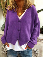 Ella™ | Cárdigan de punto oversize con escote en V y botones
