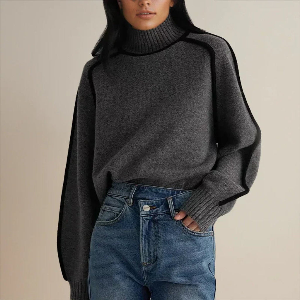 Genevieve™ | Jersey oversize de cuello alto con rayas