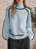 Genevieve™ | Jersey oversize de cuello alto con rayas