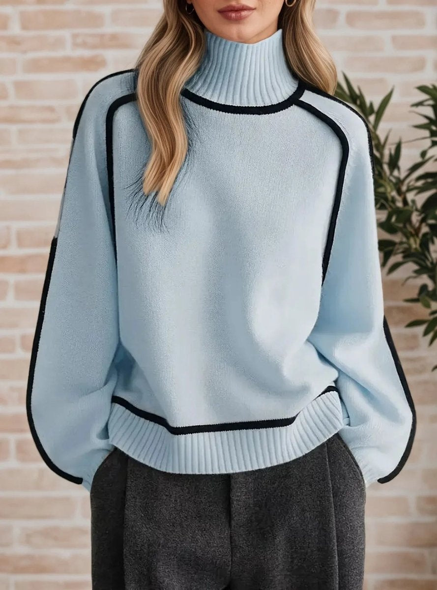 Genevieve™ | Jersey oversize de cuello alto con rayas