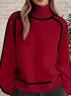 Genevieve™ | Jersey oversize de cuello alto con rayas