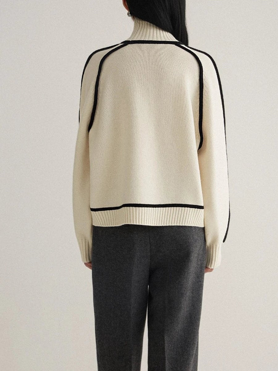 Genevieve™ | Jersey oversize de cuello alto con rayas