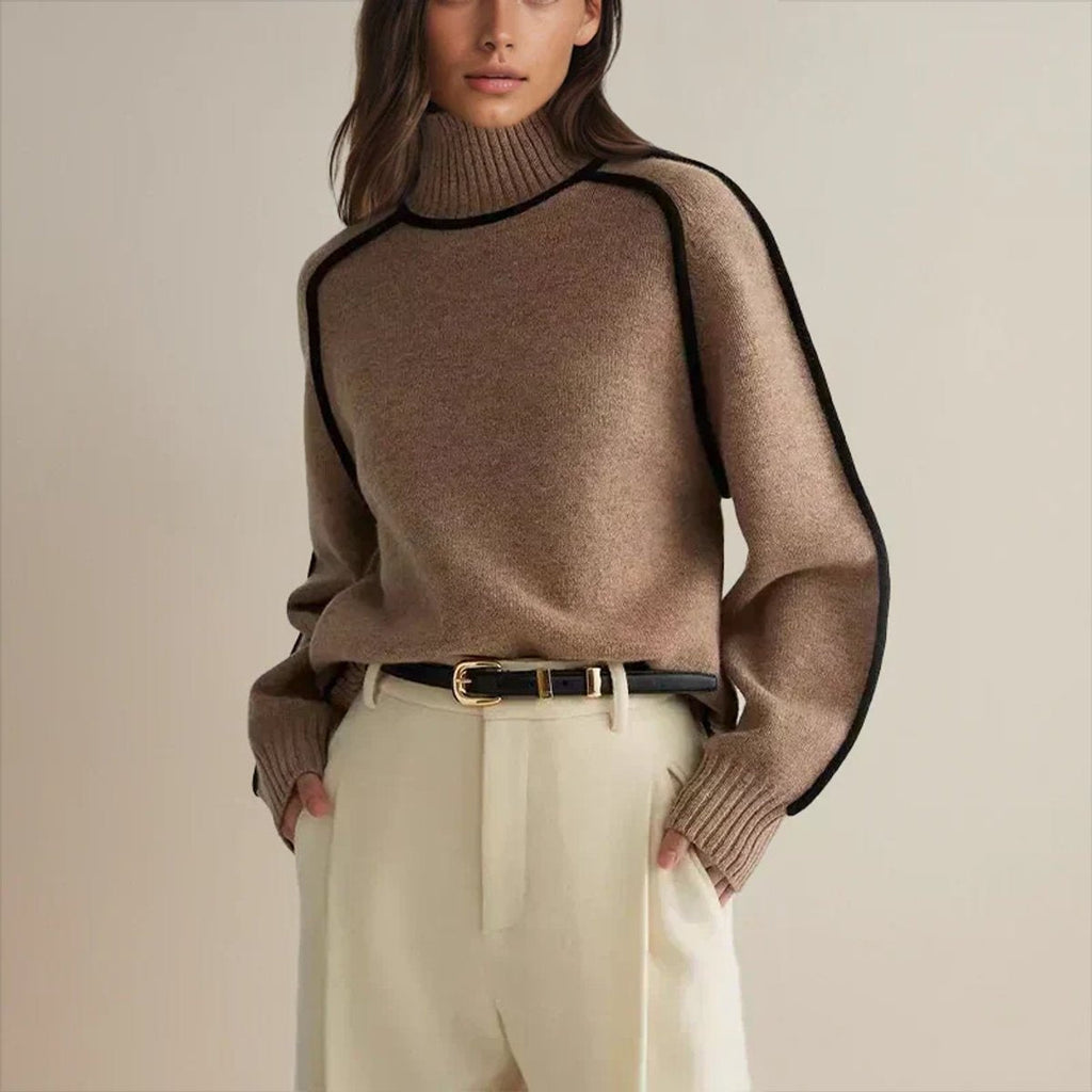 Genevieve™ | Jersey oversize de cuello alto con rayas