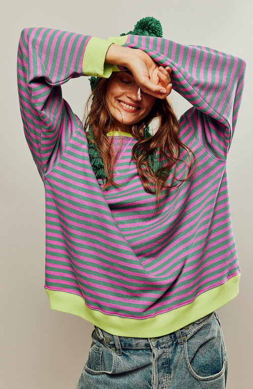 Adeline™ | Sudadera oversize de rayas con cuello redondo