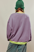 Adeline™ | Sudadera oversize de rayas con cuello redondo