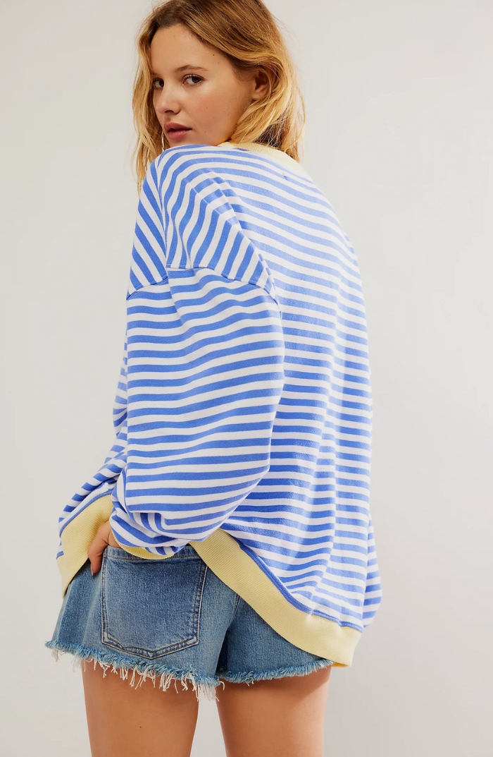 Adeline™ | Sudadera oversize de rayas con cuello redondo