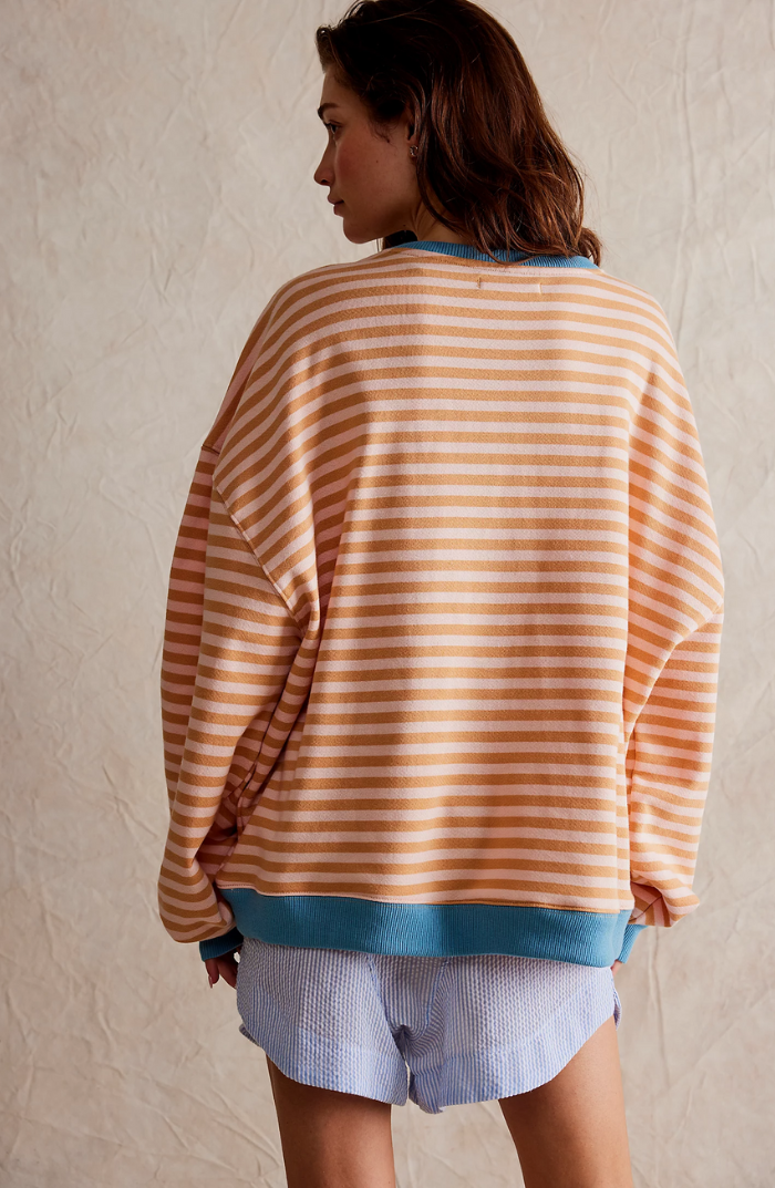 Adeline™ | Sudadera oversize de rayas con cuello redondo