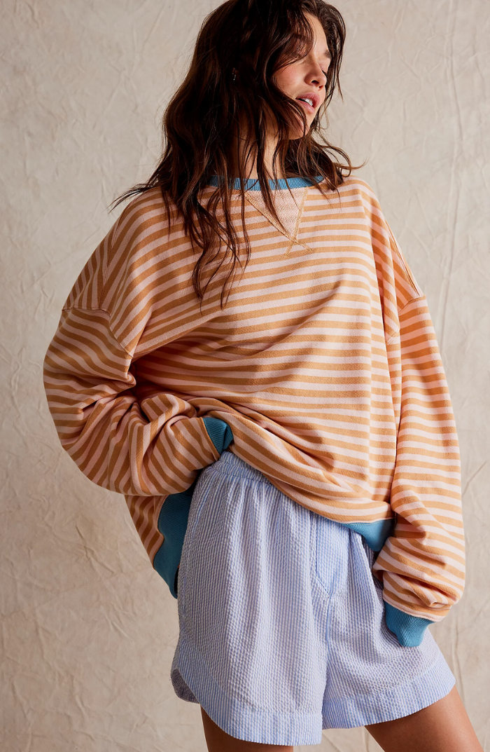 Adeline™ | Sudadera oversize de rayas con cuello redondo