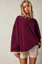 Adeline™ | Sudadera oversize de rayas con cuello redondo