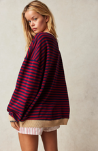 Adeline™ | Sudadera oversize de rayas con cuello redondo