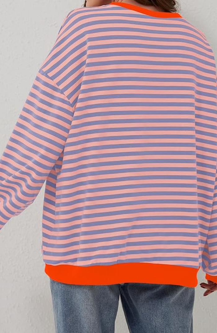 Adeline™ | Sudadera oversize de rayas con cuello redondo