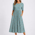 Amelia™ | Vestido midi floral de invitada de otoño con manga corta