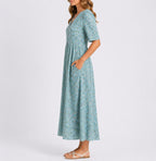 Amelia™ | Vestido midi floral de invitada de otoño con manga corta
