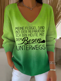 Ava™ | Camiseta oversize de manga larga con mensaje y cuello pico