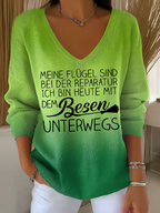 Ava™ | Camiseta oversize de manga larga con mensaje y cuello pico
